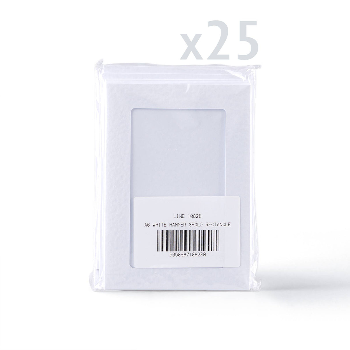 Zestaw białych kartek o fakturze młotkowej z prostokątnym okienkiem