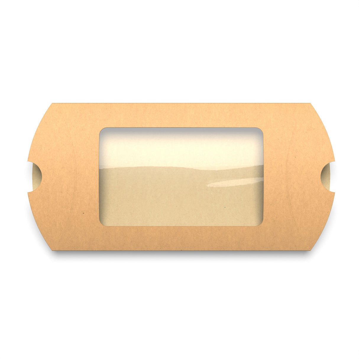 Kraftowe pudełka w kształcie poduszki z okienkiem