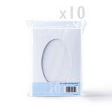 Zestaw białych, trójdzielnych kartek z owalnym okienkiem