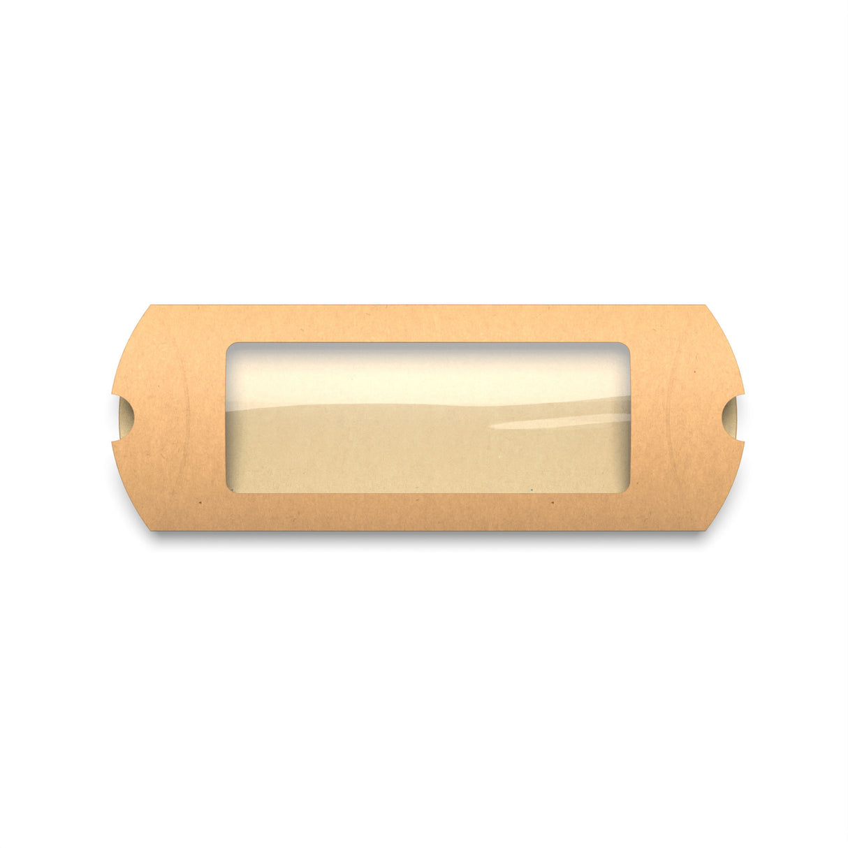 Kraftowe pudełka w kształcie poduszki z okienkiem