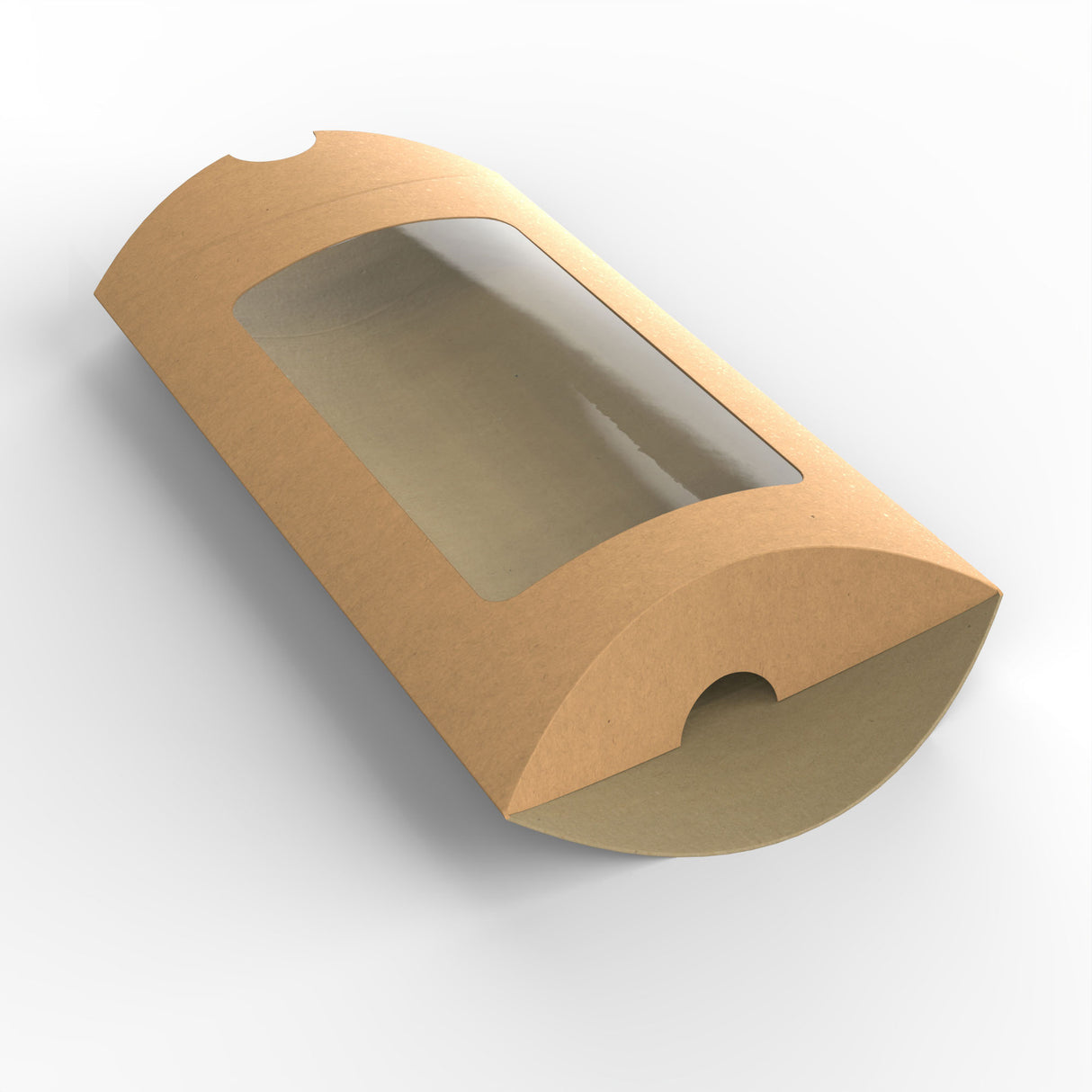 Kraftowe pudełka w kształcie poduszki z okienkiem