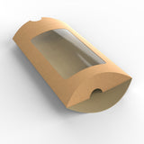 Kraftowe pudełka w kształcie poduszki z okienkiem